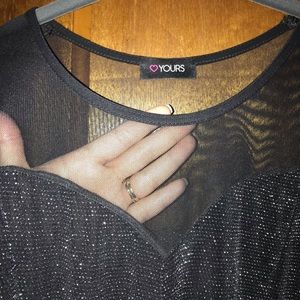 Black & silver Mesh top with sweetheart neckline.